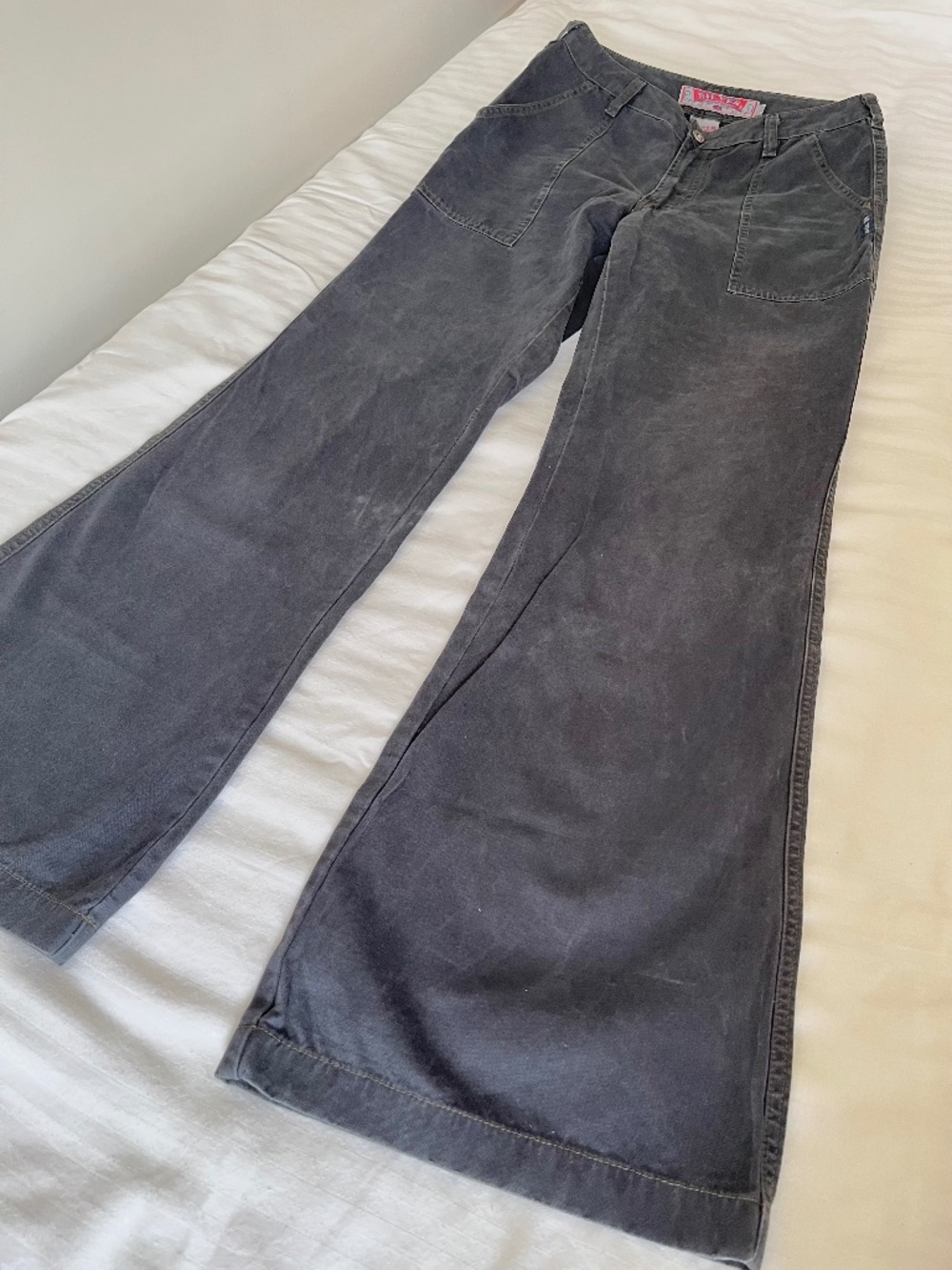 Silver Jeans - Dark Grey Canvas Wide Leg Flare Pants